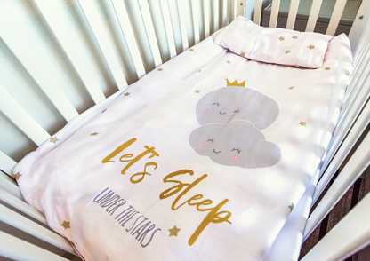 Elli Junior - 100% Organic Double Sided Duvet Cover Set Let's Sleep/Stars (crib size)