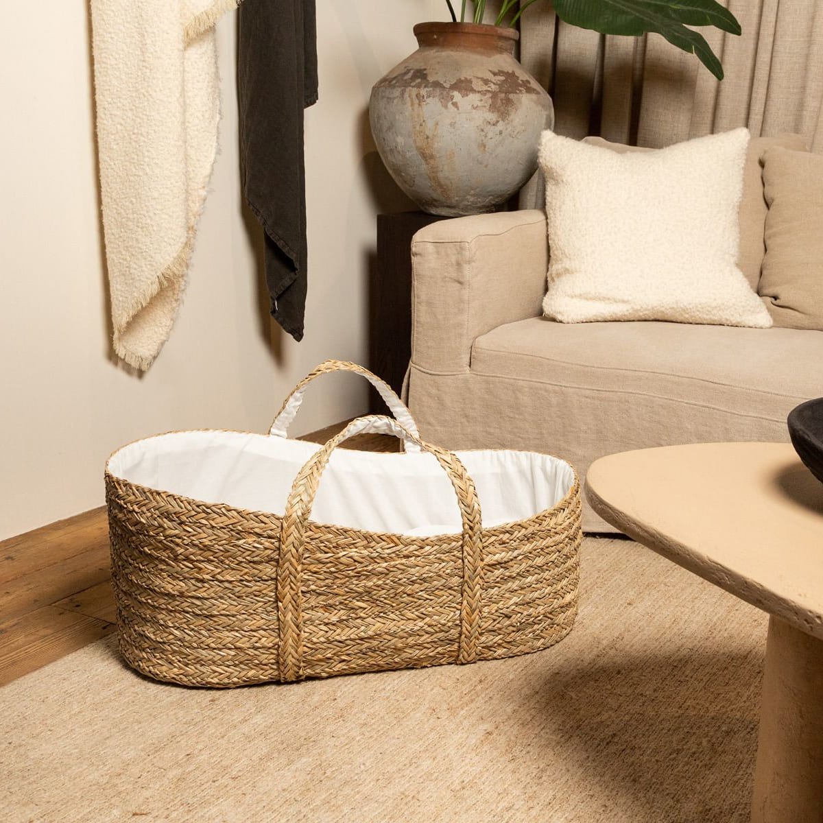 Moses Basket + Mattress - Seagrass Natural