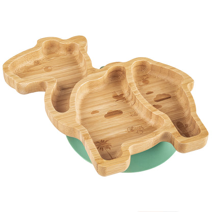 Citron - Bamboo Plate with Suction & Spoon - Camel