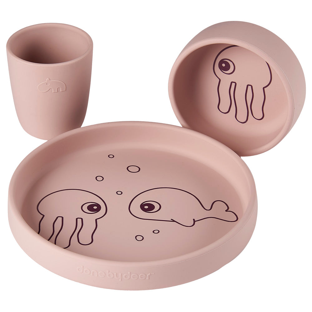 Silicone Sea Friends Dinner Set - Powder