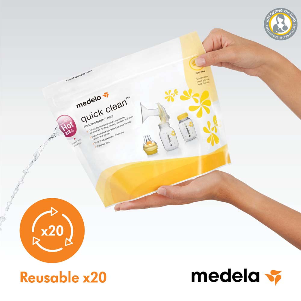 Medela - Quick Clean Micro-Steam Bags, Economy Pack of 5