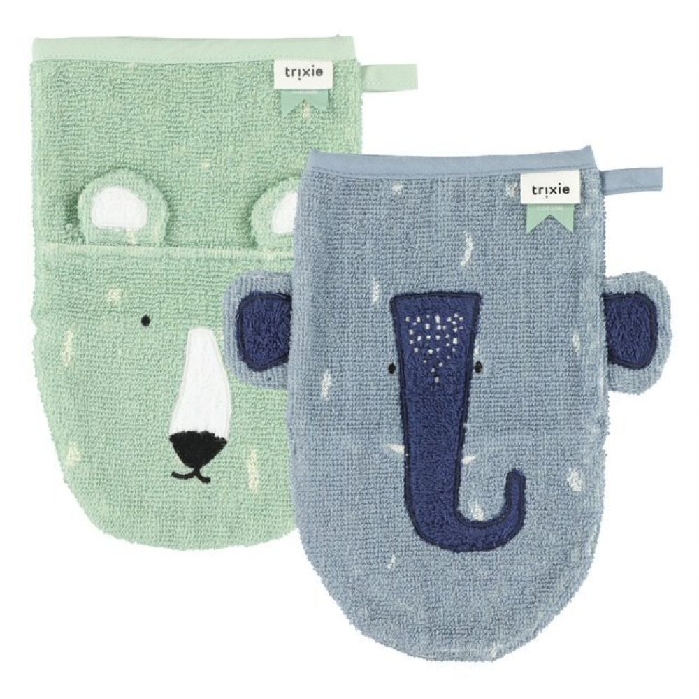 Trixie - Washcloths 2-Pack - Mr. Polar Bear & Mrs. Elephant