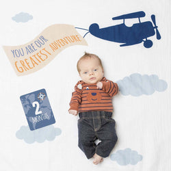 Lulujo -Baby's First Year Blanket & Cards Set -Greatest Adventure