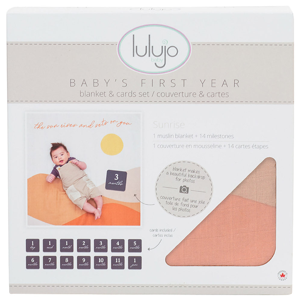 Lulujo - Baby's First Year Blanket & Cards Set - Sun Rise