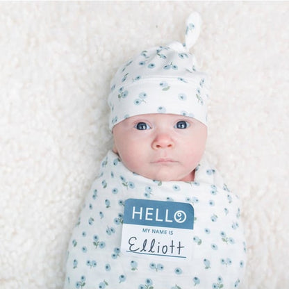 Bamboo Hat & Swaddle Blanket - Blueberries