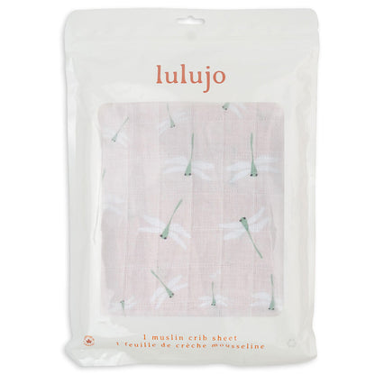 Lulujo - Muslin Crib Sheet (135cm x 70cm) - Dragonfly