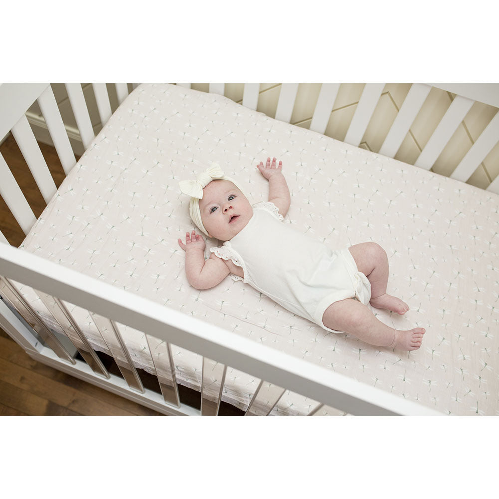 Lulujo - Muslin Crib Sheet (135cm x 70cm) - Dragonfly