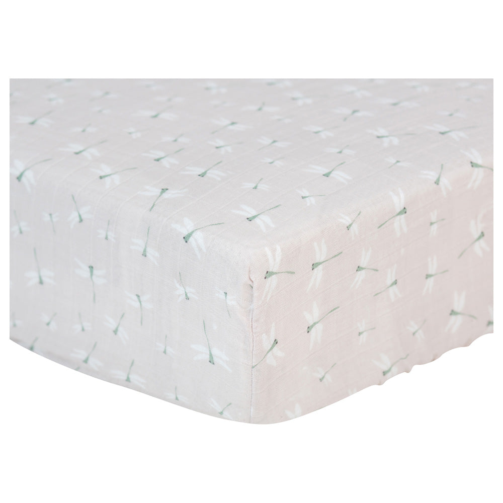 Lulujo - Muslin Crib Sheet (135cm x 70cm) - Dragonfly