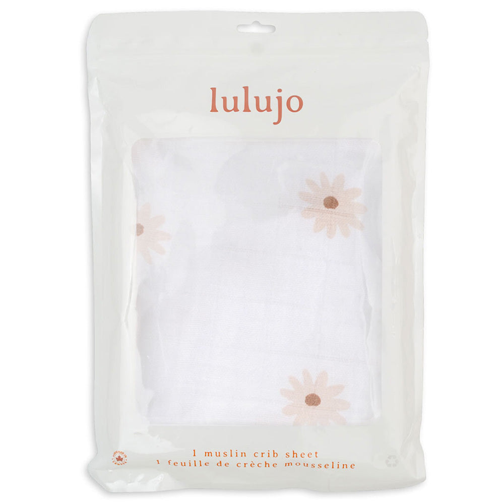 Lulujo - Muslin Crib Sheet (135cm x 70cm) - Daisies