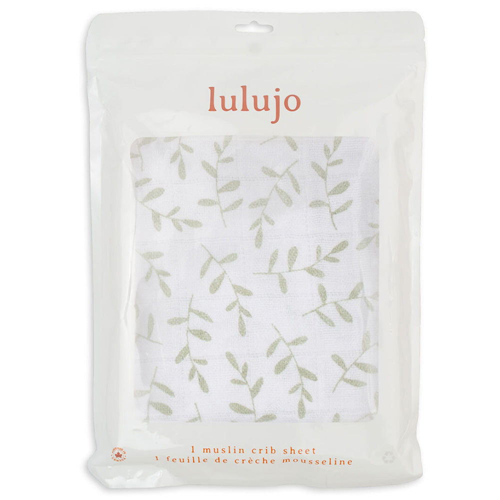 Lulujo - Muslin Crib Sheet (135cm x 70cm) - Greenery