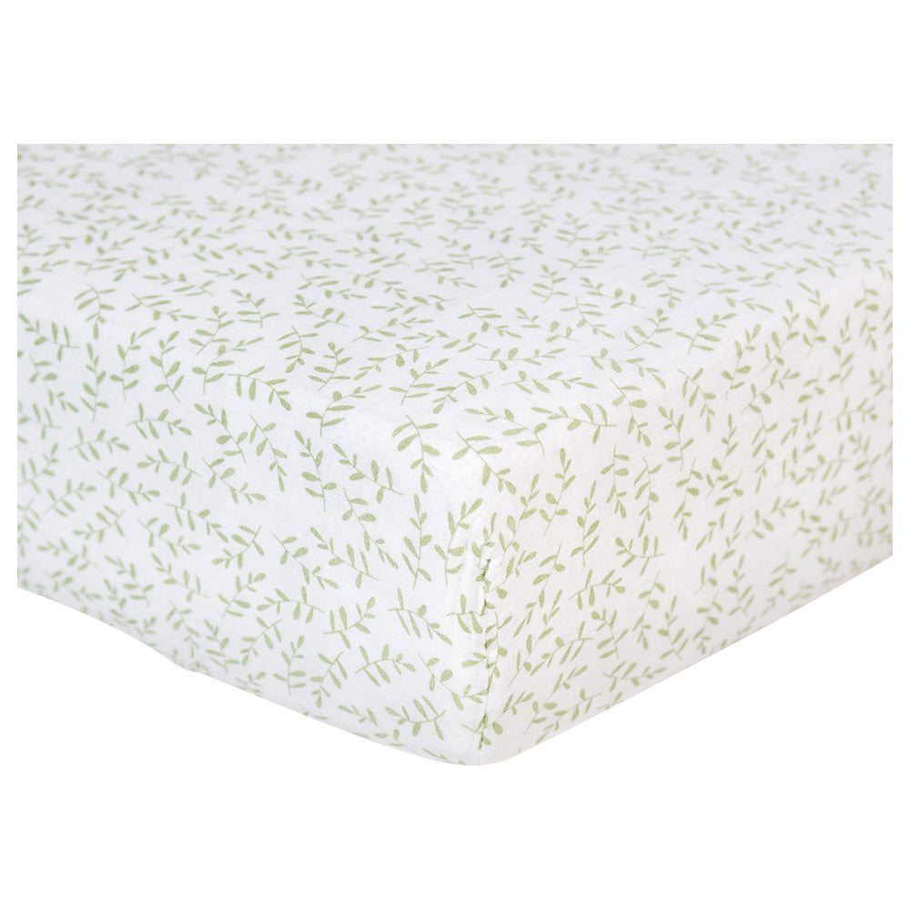Lulujo - Muslin Crib Sheet (135cm x 70cm) - Greenery