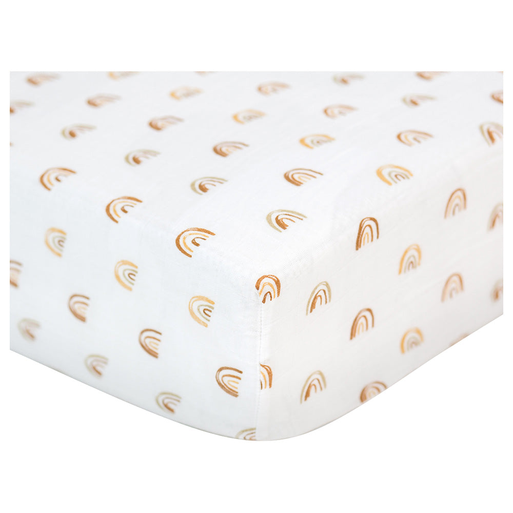 Lulujo Muslin Crib Sheet 135cm x 70cm Rainbow