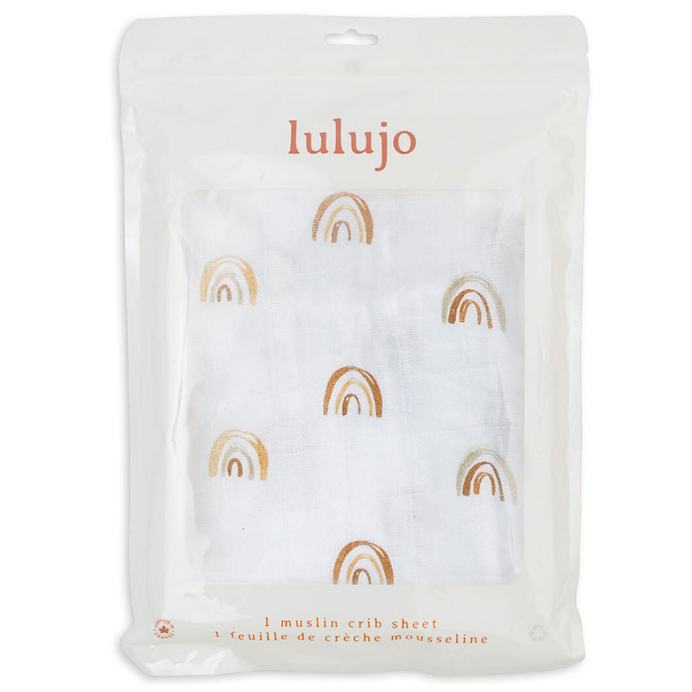 Lulujo - Muslin Crib Sheet (135cm x 70cm) - Rainbow