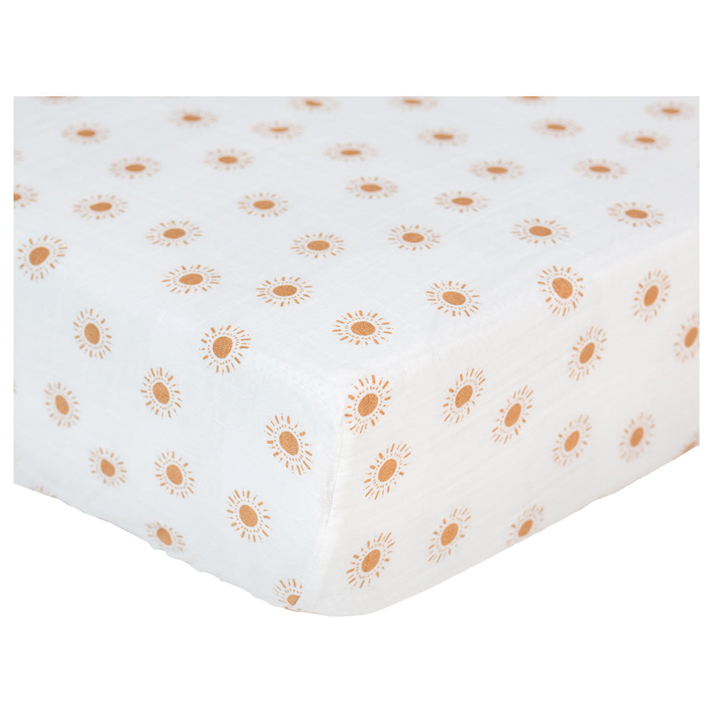 Lulujo - Muslin Crib Sheet (135cm x 70cm) - Suns