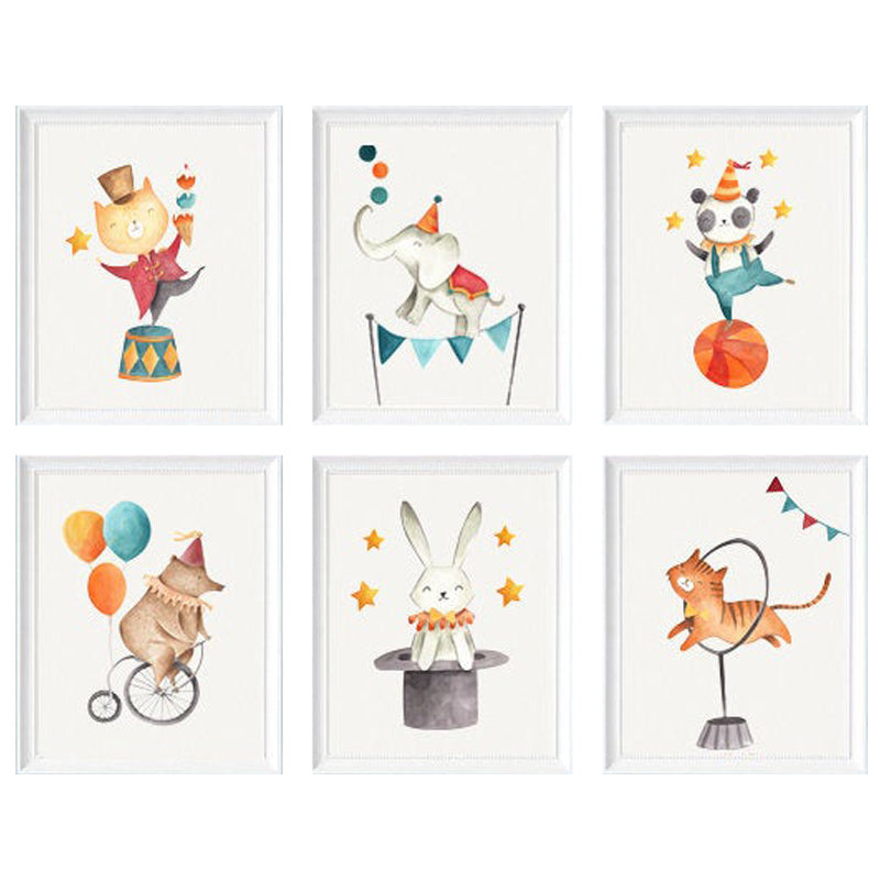 Sweet Pea -Set of 6 Circus Animals WaterColor Wall Art Prints.