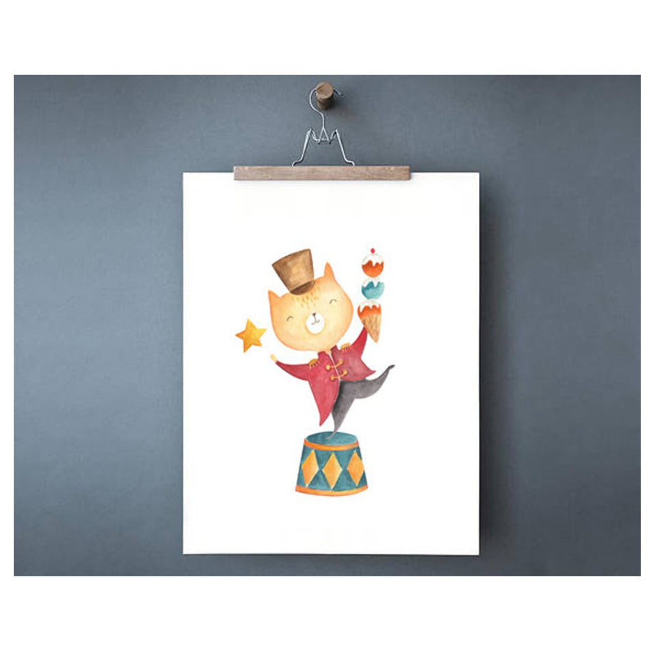 Sweet Pea -Set of 6 Circus Animals WaterColor Wall Art Prints.