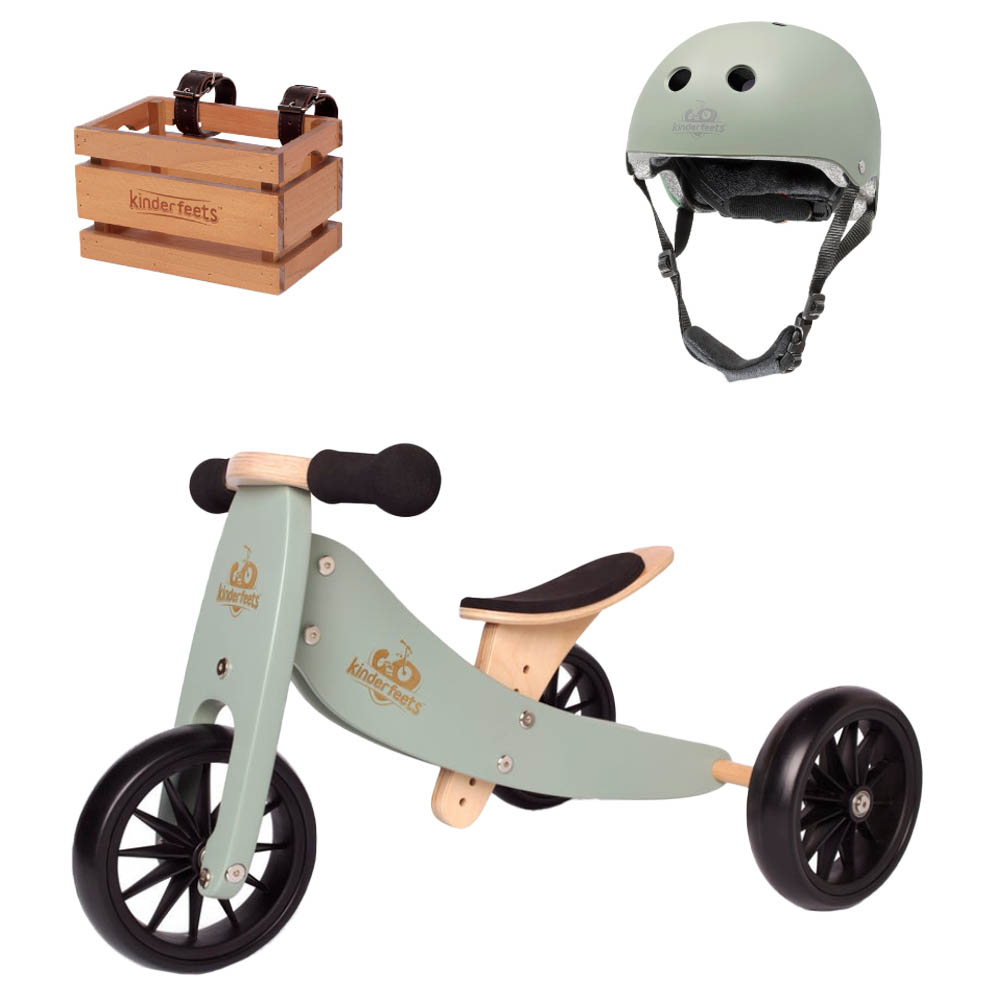 Toddler Tricycle + Basket + Helmet - Sage