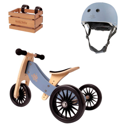 Toddler Tricycle + Basket + Helmet - Slate Blue