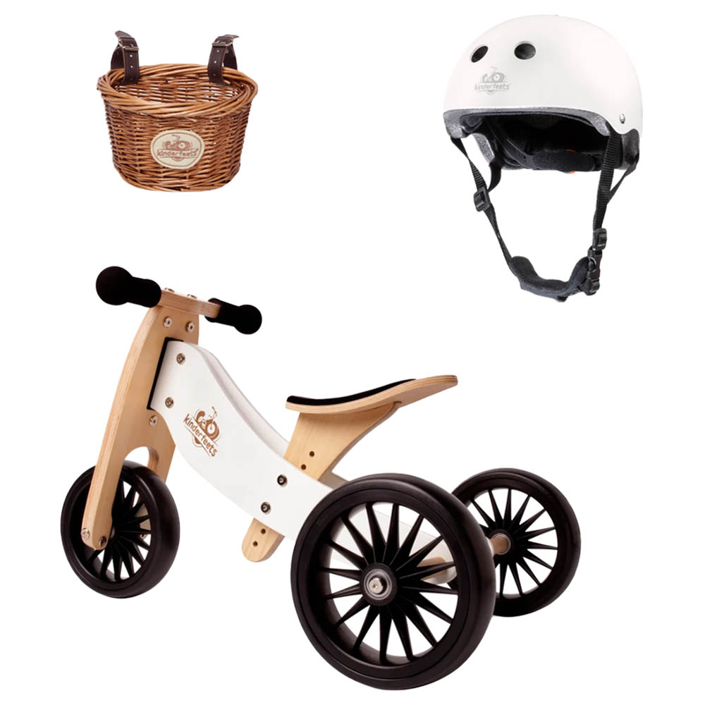 Toddler Tricycle + Basket + Helmet - White