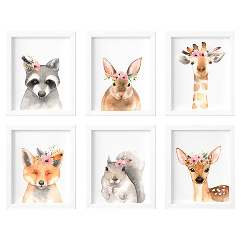 Sweet Pea - Set of 6 - Watercolour Woodland Animals Wall Art Prints
