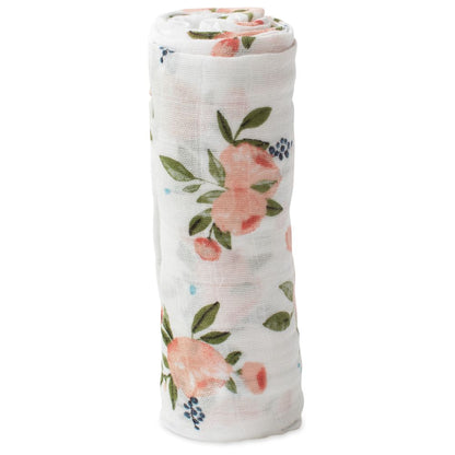 Cotton Muslin Single Swaddle - Watercolor Roses