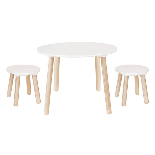 Table & 2 Stools White